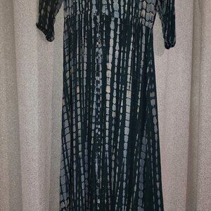 Island Paradise Women's Maxi Dress Tye Dye Look Blue Green Hues Size XS